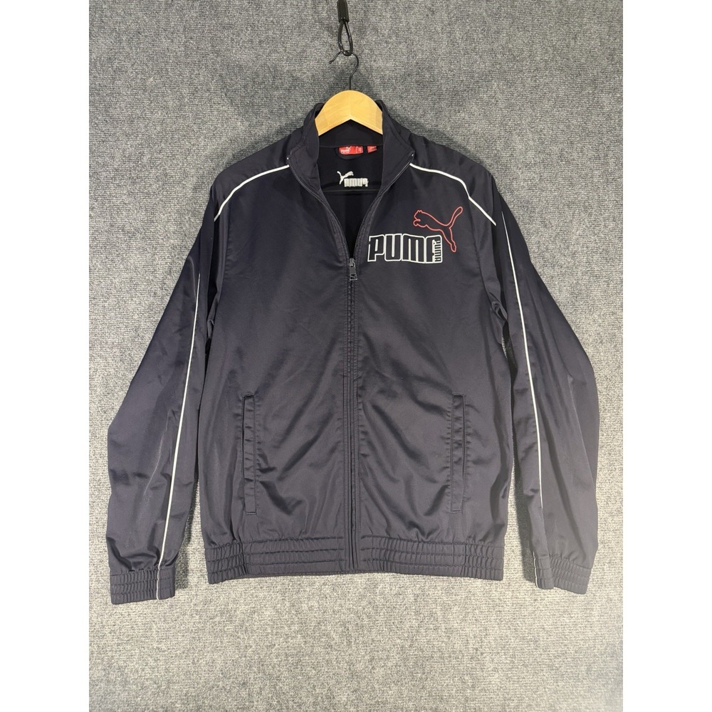 Puma Track Jacket Full Zip Mens Small S Navy Blue Striped Y2K Style